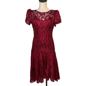 After Dark Women's Lace Drop Waist Midi Cocktail Dress size 6 Whimsygoth Fairy